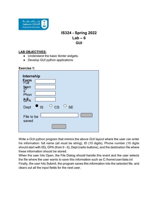 Exercise 1 Write A Gui Python Program That Mimics The Above Gui Layout Where The User Can Enter His Information Full N 1