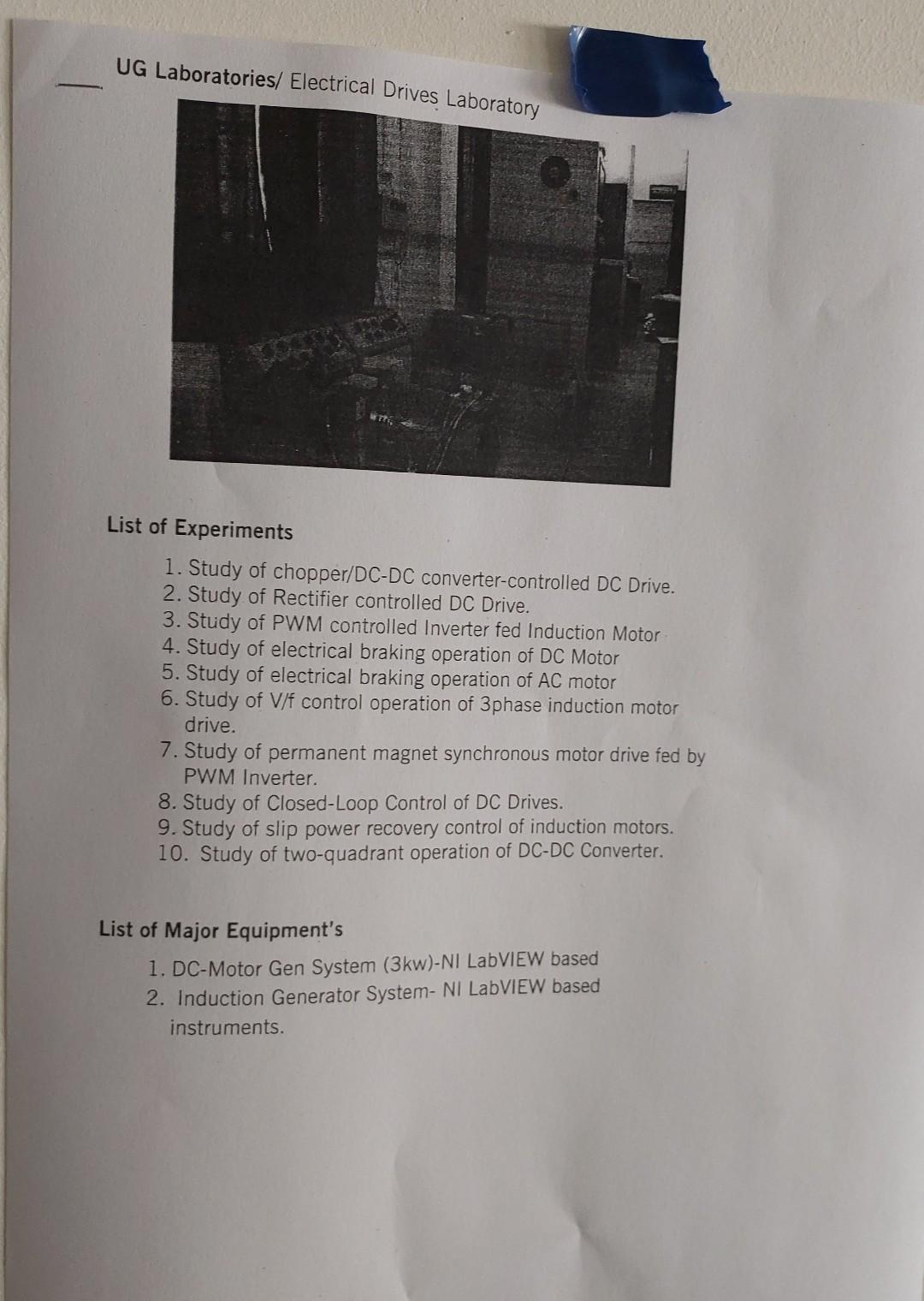 Ug Laboratories Electrical Drives Laboratory 7 List Of Experiments 1 Study Of Chopper Dc Dc Converter Controlled Dc D 1