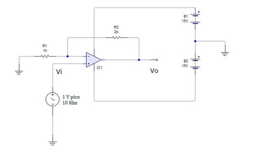 B1 15v R2 2k R1 Ik B2 Ic1 15v Vi Vo 1 Vpico 10 Khz 1