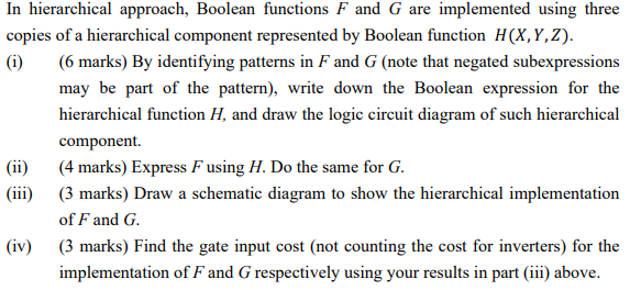 F A B C D A B A C D A D G A B C D B Cd Ad Bd 1 In Hierarchical Approach Boolean Functions F And G Are Imp 2