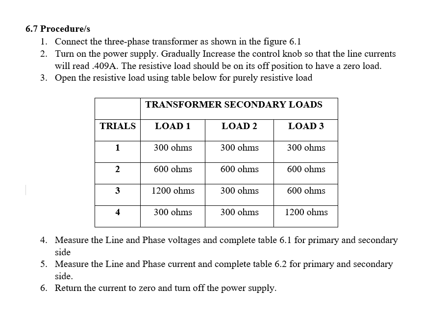 For Wye For Delta Vi 1316 11 Lo L 1 1312 L 6 5 Materials Equipment 1 Labvolt Power Supply 1 Labvalt Thr 3