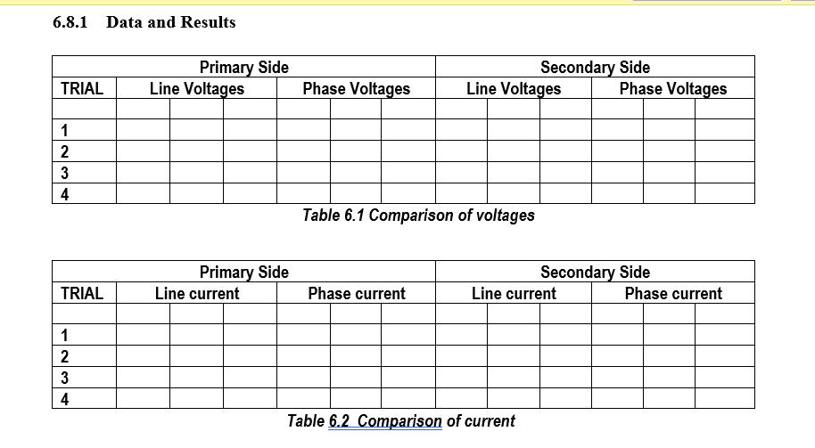For Wye For Delta Vi 1316 11 Lo L 1 1312 L 6 5 Materials Equipment 1 Labvolt Power Supply 1 Labvalt Thr 4