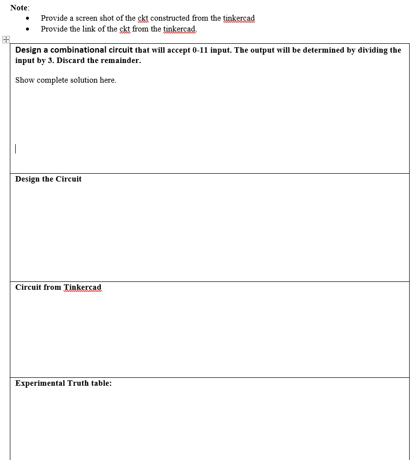 Note Provide A Screen Shot Of The Ckt Constructed From The Tinkercad Provide The Link Of The Ckt From The Tinkercad De 1