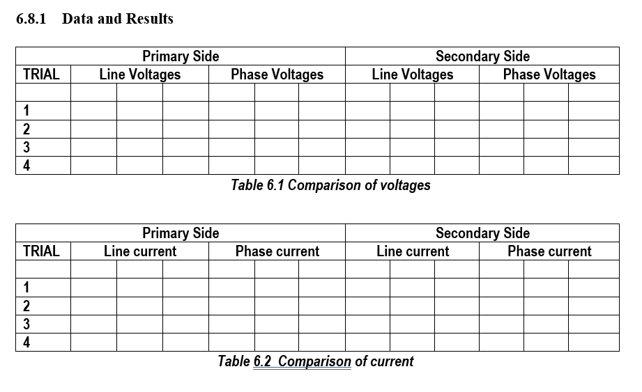 For Wye For Delta Vi 3v 1 10 1 1310 7 5 Materials Equipment 1 Labvolt Power Supply 1 Labvolt Three Phase 5