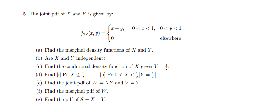 5 The Joint Pdf Of X And Y Is Given By 0 1