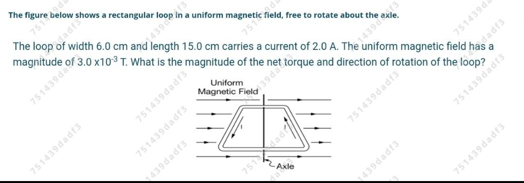 The Figure Below Shows A Rectangular Loop In A Uniform Magnetic Field Free To Rotate About The 75 514390 756d Blad 4392 1