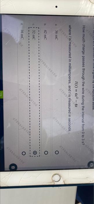 Luuiuiui Give Yule Equation Below D738 How Much Charge Passes Through The Wire During The Interval From 0 To 3 S I C 1