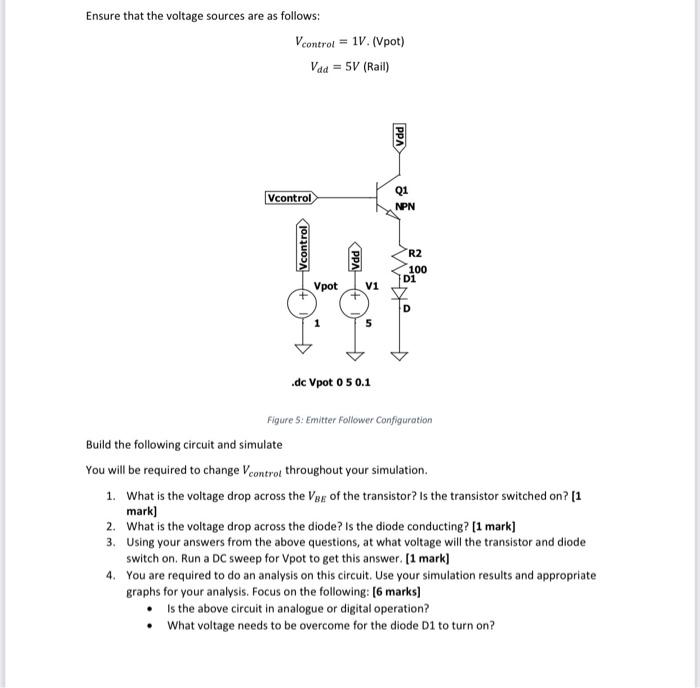 Ensure That The Voltage Sources Are As Follows Vcontrol 1v Vpot Vaa 5v Rail Ppa Vcontrol Q1 Npn Vcontrol Ppa R 1