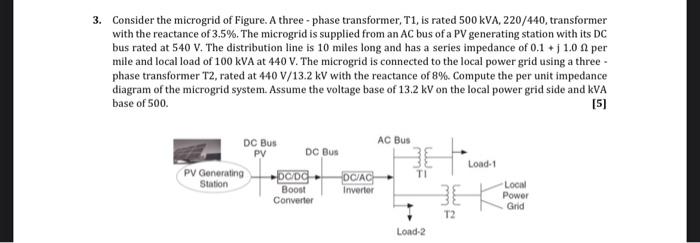 3 Consider The Microgrid Of Figure A Three Phase Transformer T1 Is Rated 500 Kva 220 440 Transformer With The Reac 1