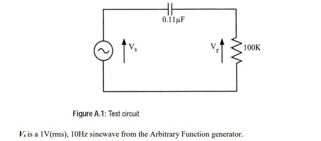 0 11uf V 100k Figure A 1 Test Circuit V Is A 1v Rms 10hz Sinewave From The Arbitrary Function Generator 1