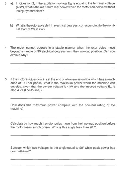 Test Your Knowledge 1 The Real Power Absorbed By A Synchronous Motor Can Be Found In The Same Way And Using The Same F 2
