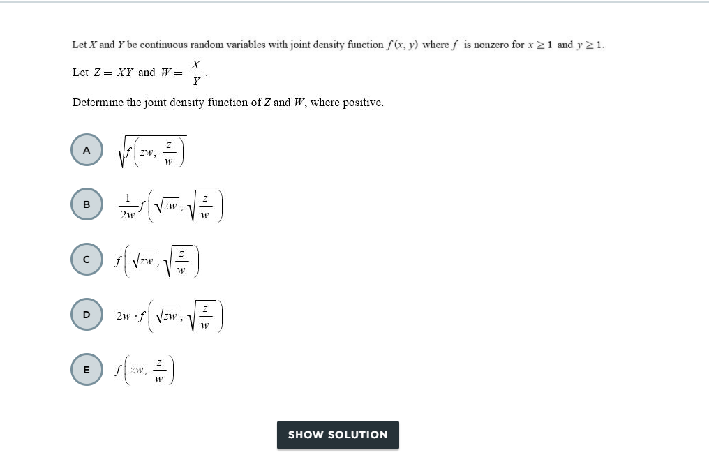 Let X And Y Be Continuous Random Variables With Joint Density Function F Y Where F Is Nonzero For X 2 1 And Y2 1 X 1