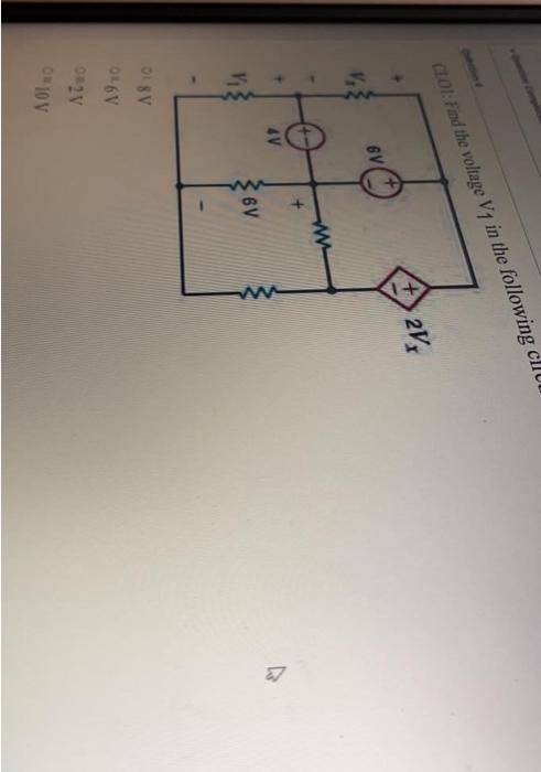 Cllum Cloi Find The Voltage V1 In The Following 2v 6v V W Av 36v 018v 0l6v 02v 0 10v 1