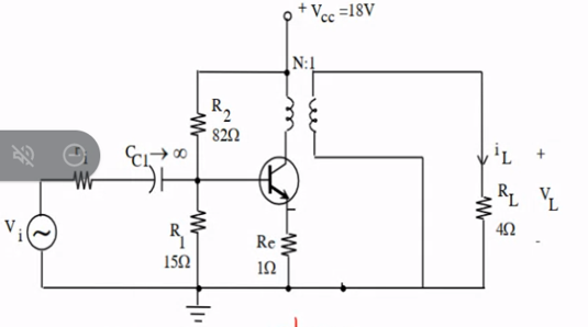 Consider A Class A Power Amplifier As In The Figure Besides Where The Bjt Has Vbe 0 7v B 100 N 2 5 A Determine 1