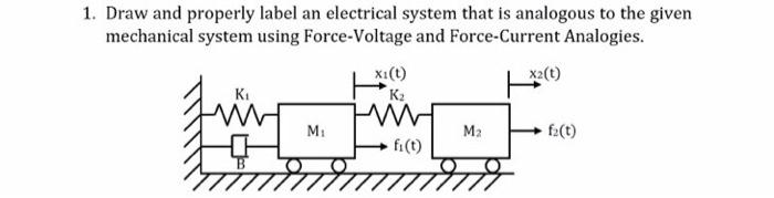 1 Draw And Properly Label An Electrical System That Is Analogous To The Given Mechanical System Using Force Voltage And 1