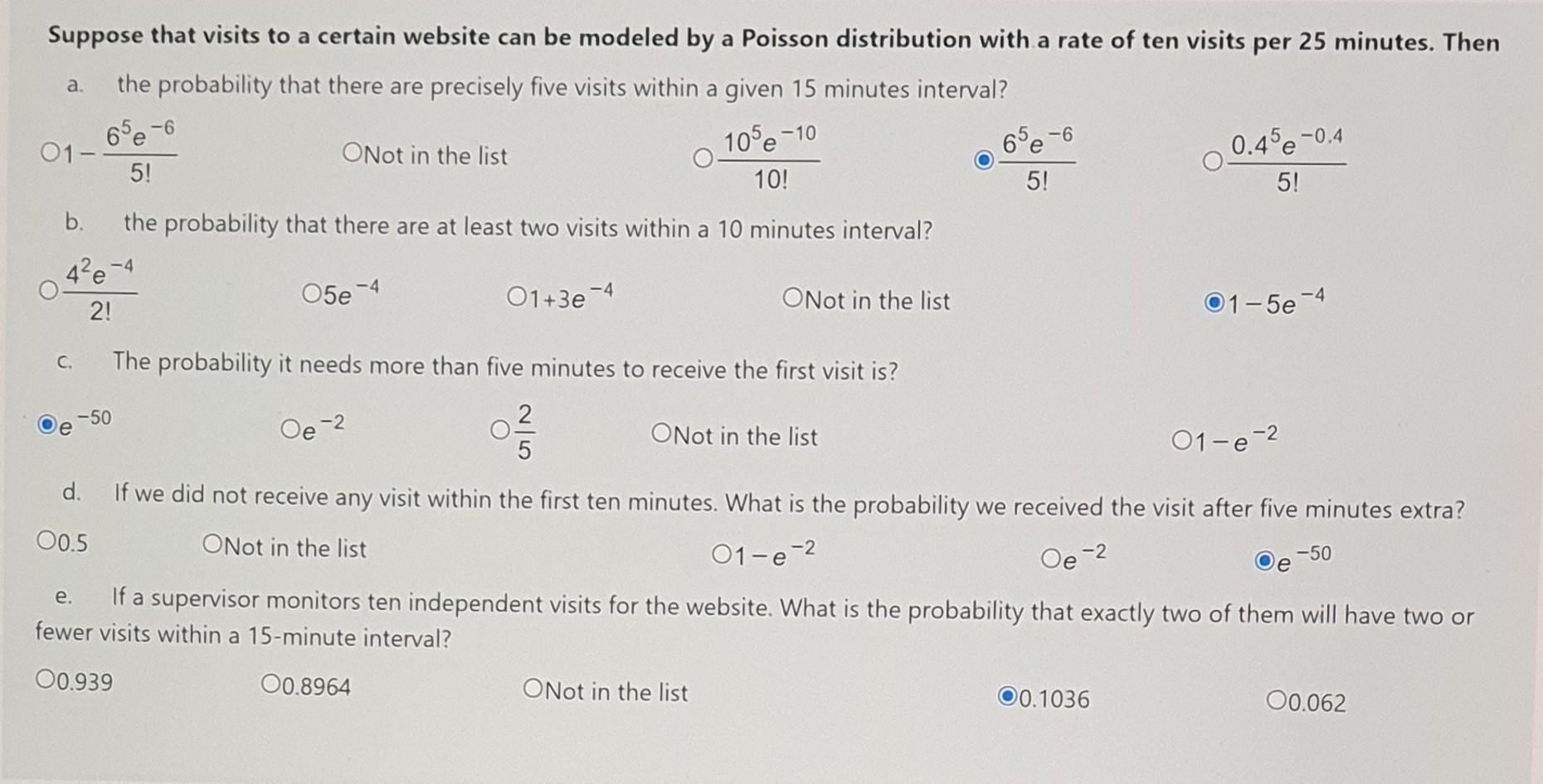 Suppose That Visits To A Certain Website Can Be Modeled By A Poisson Distribution With A Rate Of Ten Visits Per 25 Minut 1