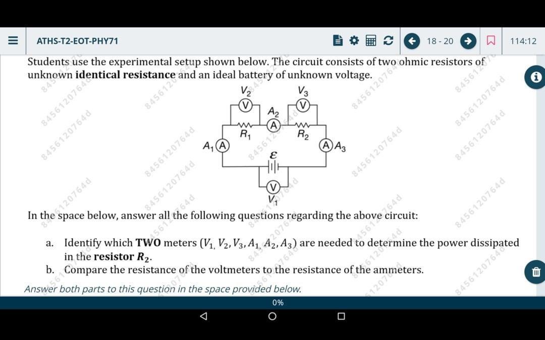 Iii 18 20 A 114 12 Of Aths T2 Eot Phy71 Students Use The Experimental Setup Shown Below The Circuit Consists Of Unknown 1