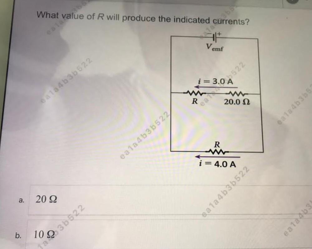 What Value Of R Will Produce The Indicated Currents Hh Vemf I E 0 22 R W 20 0 12 Eata4b3b522 E Ala4b3b5 R Ea1a4b3b522 1
