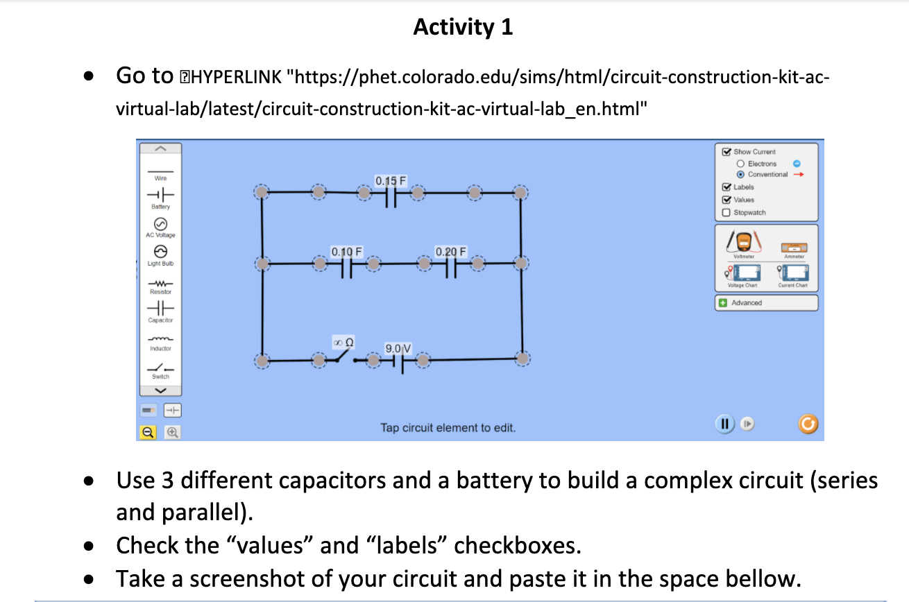 Activity 1 Go To Hyperlink Https Phet Colorado Edu Sims Html Circuit Construction Kit Ac Virtual Lab Latest Circuit 1