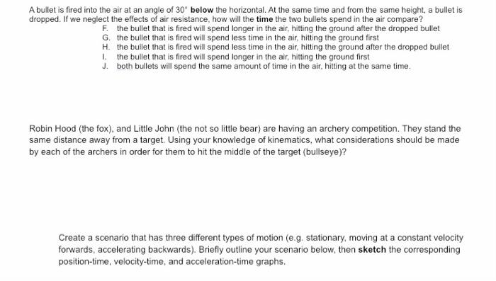 A Bullet Is Fired Into The Air At An Angle Of 30 Below The Horizontal At The Same Time And From The Same Height A Bull 1
