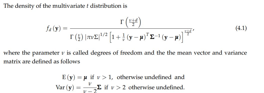 This Is Multivariate T Distribution What Is Y Is It Matrix Or Vector What Is Sigma What Is D Go Through All The Thi 1