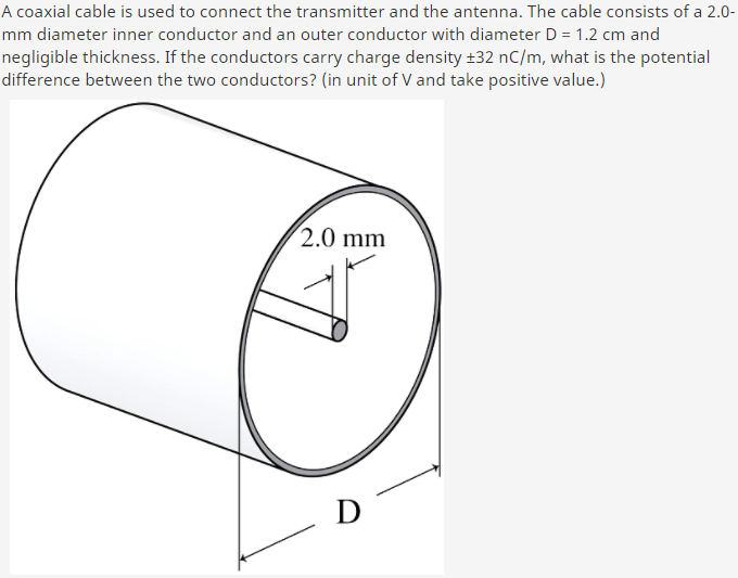 A Coaxial Cable Is Used To Connect The Transmitter And The Antenna The Cable Consists Of A 2 0 Mm Diameter Inner Condu 1