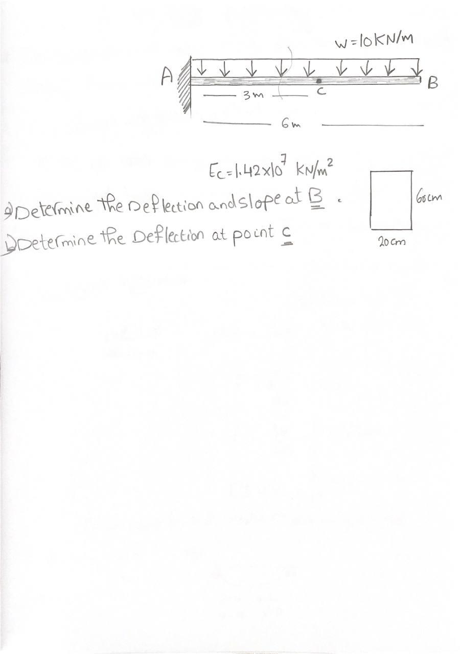 W Lokn M A B 3m 6m 2 16oom Ec 1 42 10 Kn M A Determine The Reflection And Slope At B Ddetermine The Deflection At Point 1