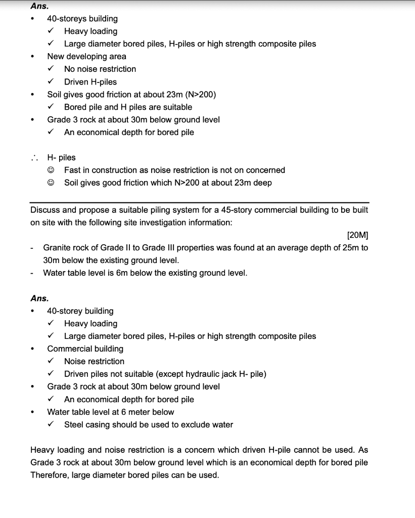 Example I Provide My Assignment The Type Of Piling System Questi 2
