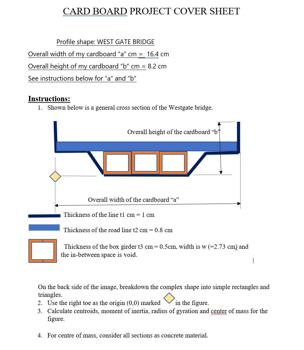 Card Board Project Cover Sheet Profile Shape West Gate Bridge Overall Width Of My Cardboard A Cm 16 4 Cm Overall He 1