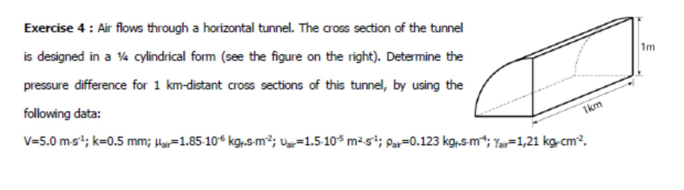 1m Exercise 4 Air Flows Through A Horizontal Tunnel The Cross Section Of The Tunnel Is Designed In A V4 Cylindrical 1