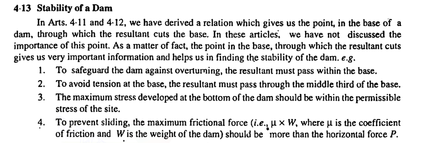 Check The Stability Of The Given Dam Fig Q 2 C By Article 4 13 Given In The 2nd Image 1