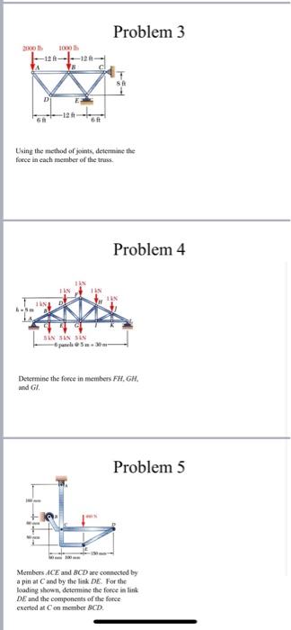 Problem 3 100 H 11 120 Ta B D 12 6 Using The Method Of Joints Determine The Force In Each Member Of The Truss P 1