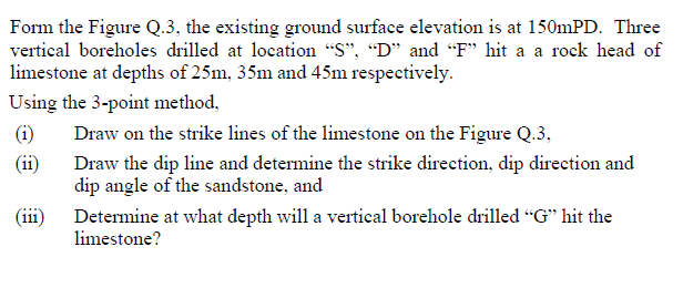 Form The Figure Q 3 The Existing Ground Surface Elevation Is At 150mpd Three Vertical Boreholes Drilled At Location S 1