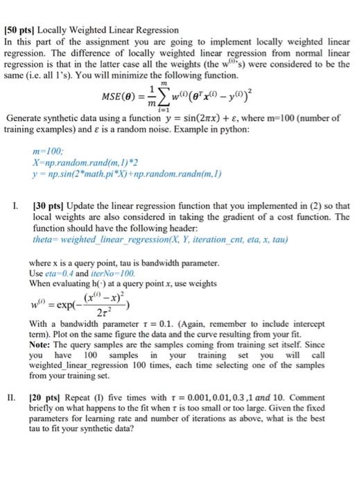M 150 pts locally weighted linear regression in this part of the