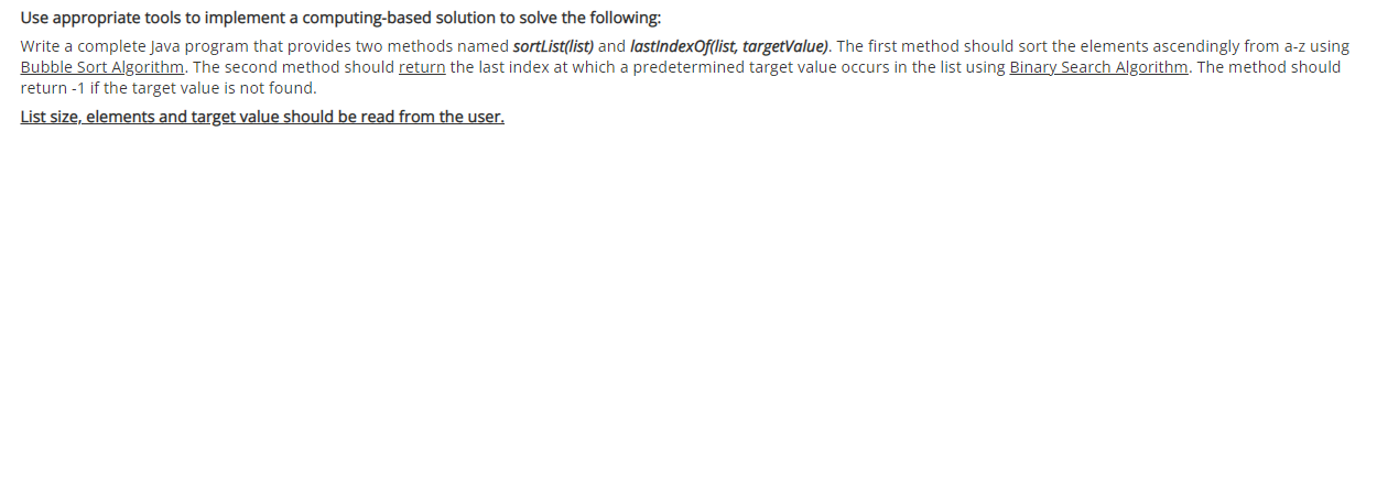 Use Appropriate Tools To Implement A Computing Based Solution To Solve The Following Write A Complete Java Program That 1