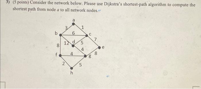 3 5 Points Consider The Network Below Please Use Dijkstra S Shortest Path Algorithm To Compute The Shortest Path Fro 1