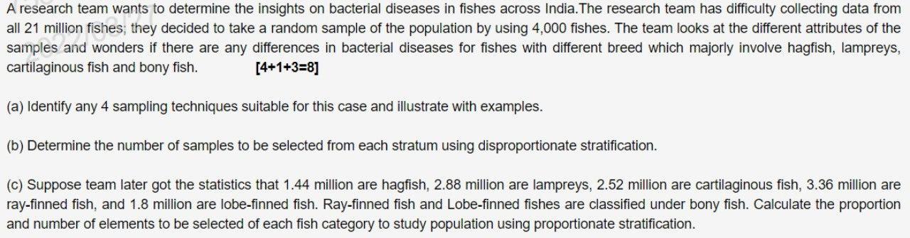 A Research Team Wants To Determine The Insights On Bacterial Diseases In Fishes Across India The Research Team Has Diff 1