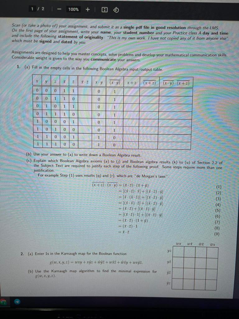 1 2 100 A Scan Or Take A Photo Of Your Assignment And Submit It As A Single Pdf File In Good Resolution Through 1