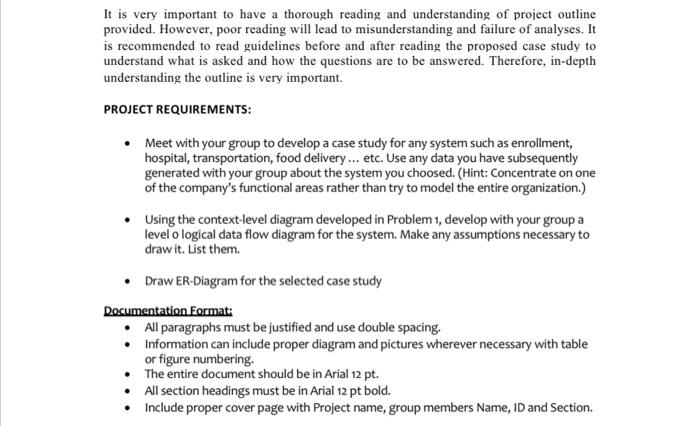 It Is Very Important To Have A Thorough Reading And Understanding Of Project Outline Provided However Poor Reading Wil 1