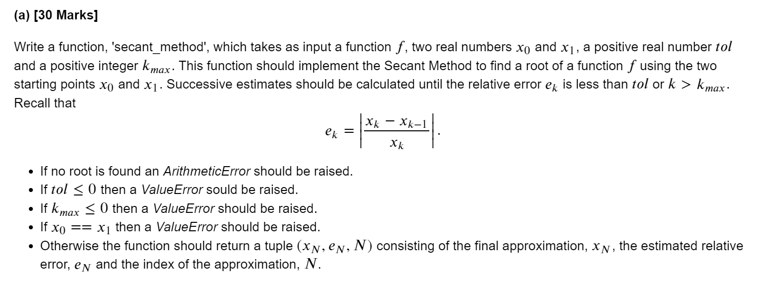 Secant Method Using Python