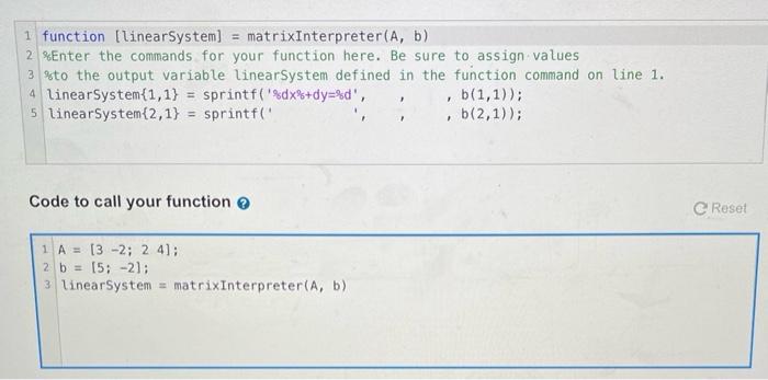 Matrix Notation Interpreter Matrix Elements To Cell Array Of Formatted Character Vectors My Solutions A System Of Line 3