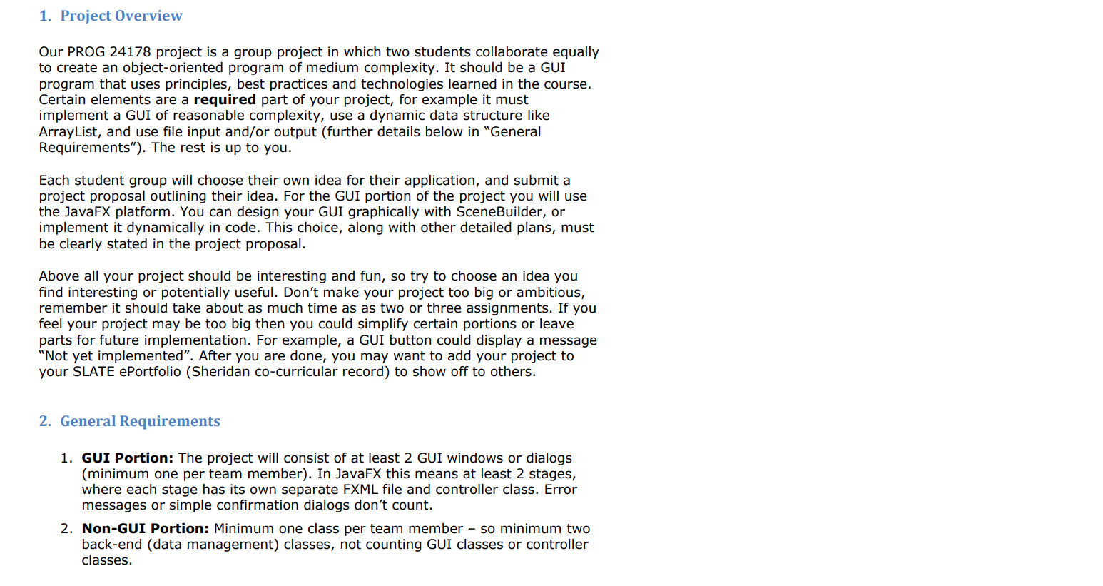 1 Project Overview Our Prog 24178 Project Is A Group Project In Which Two Students Collaborate Equally To Create An Obj 1