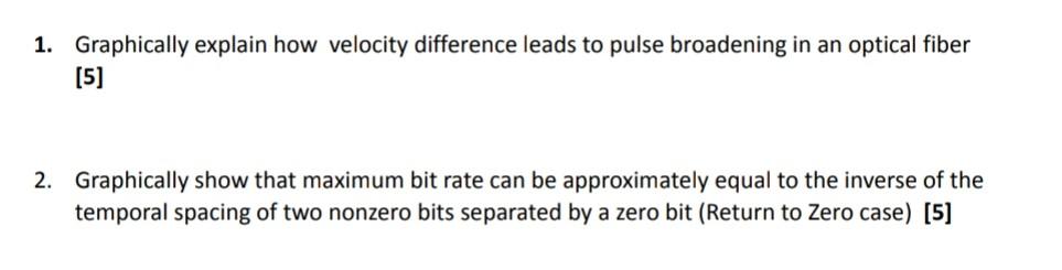 1 Graphically Explain How Velocity Difference Leads To Pulse Broadening In An Optical Fiber 5 2 Graphically Show Tha 1