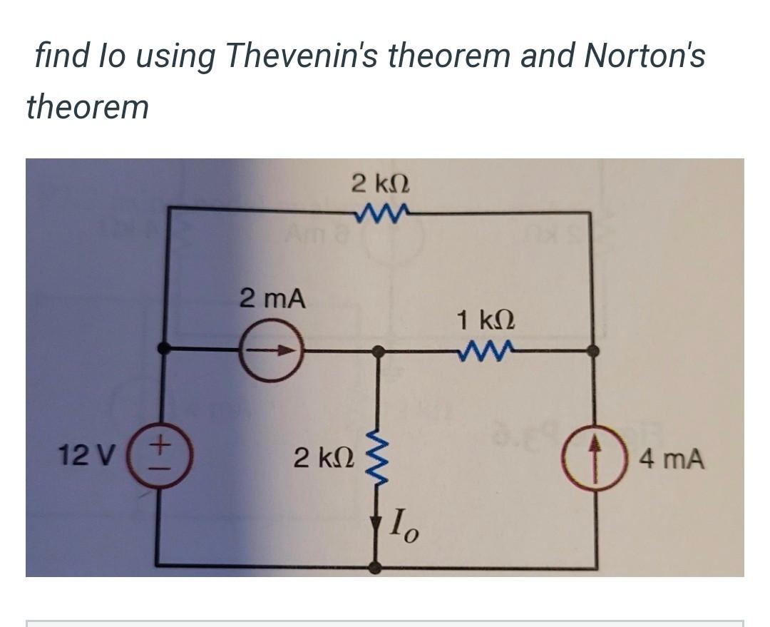 Find Lo Using Thevenin S Theorem And Norton S Theorem 2 K2 2 Ma 1 K12 12 V 2 K12 4 Ma 1 1