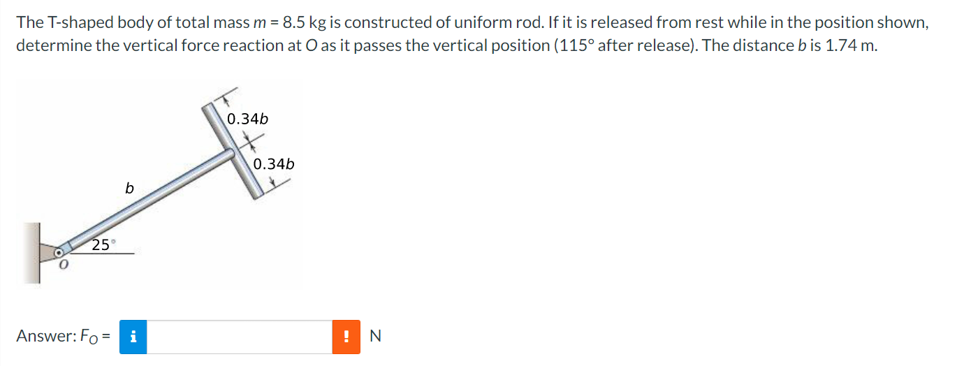 The T Shaped Body Of Total Mass M 8 5 Kg Is Constructed Of Uniform Rod If It Is Released From Rest While In The Posit 1