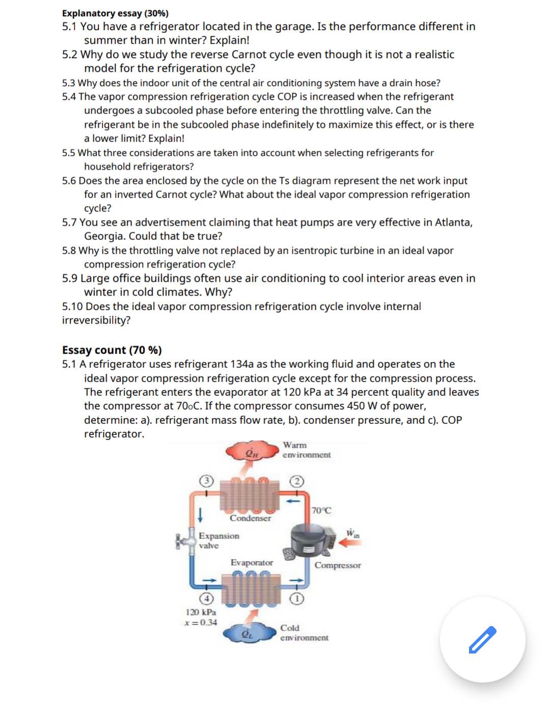 Explanatory Essay 30 5 1 You Have A Refrigerator Located In The Garage Is The Performance Different In Summer Than I 1