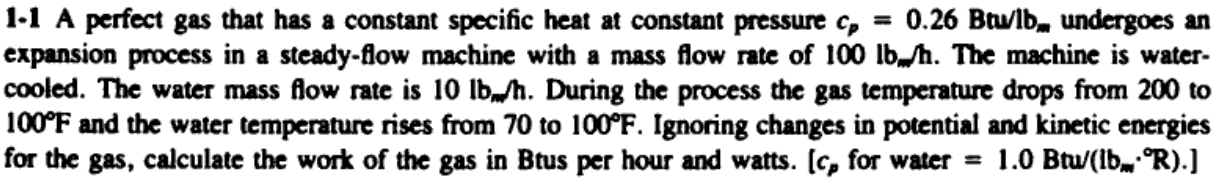 1 1 A Perfect Gas That Has A Constant Specific Heat At Constant Pressure Cp 0 26 Bowlbm Undergoes An Expansion Process 1