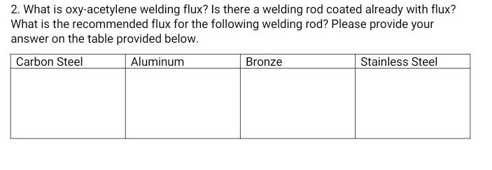 2 What Is Oxy Acetylene Welding Flux Is There A Welding Rod Coated Already With Flux What Is The Recommended Flux For 1
