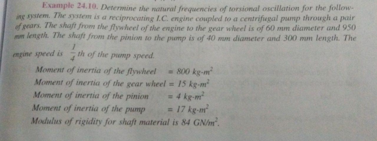 Example 24 10 Determine The Natural Frequencies Of Torsional Oscillation For The Follow Ing System The System Is A Re 1