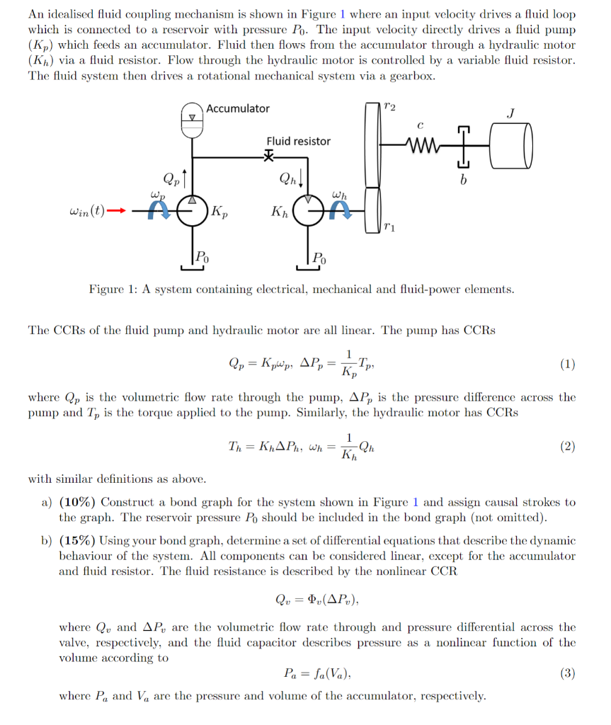 An Idealised Fluid Coupling Mechanism Is Shown In Figure 1 Where An Input Velocity Drives A Fluid Loop Which Is Connecte 1